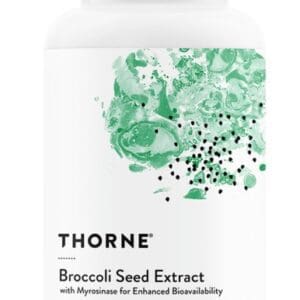 A bottle of broccoli seed extract with myristines for enhanced bioavailability.