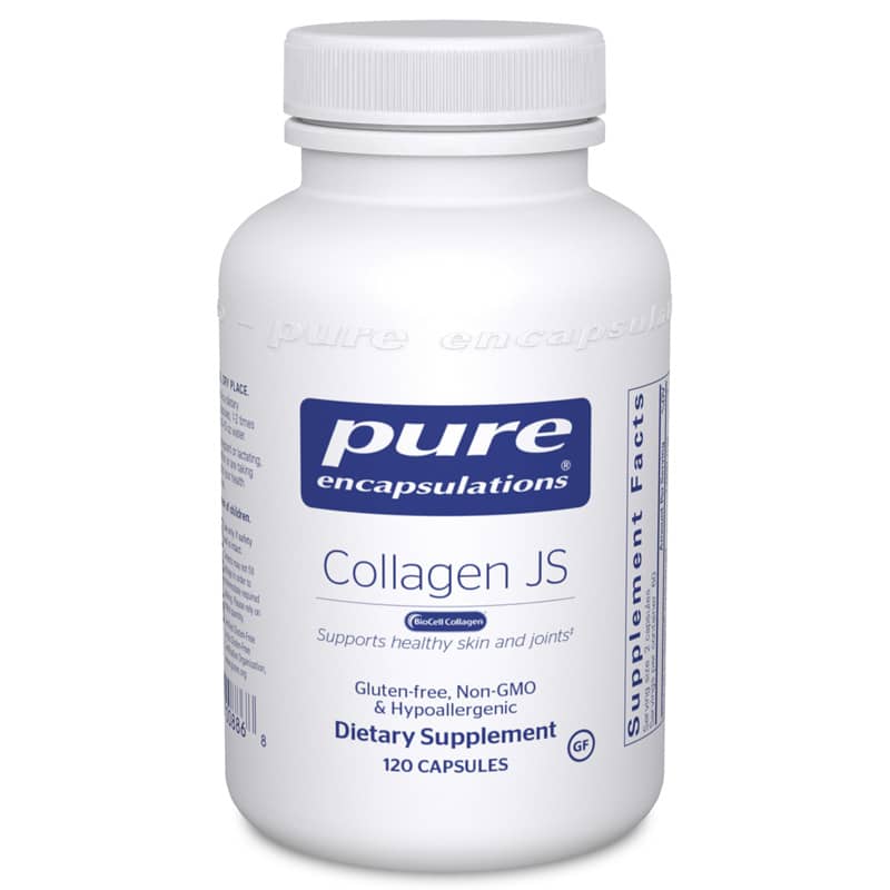 Collagen bottle on a white background