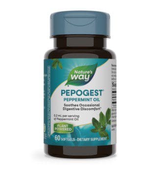 A bottle of pepogest peppermint oil